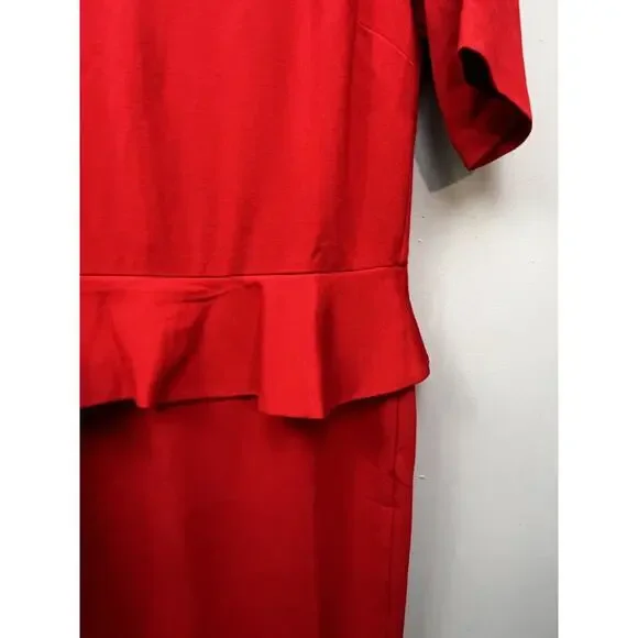 Talbots Dress Womens 6 Red peplum Short Sleeve Knit V-Neck‎ Stretch Classic - Picture 5 of 7